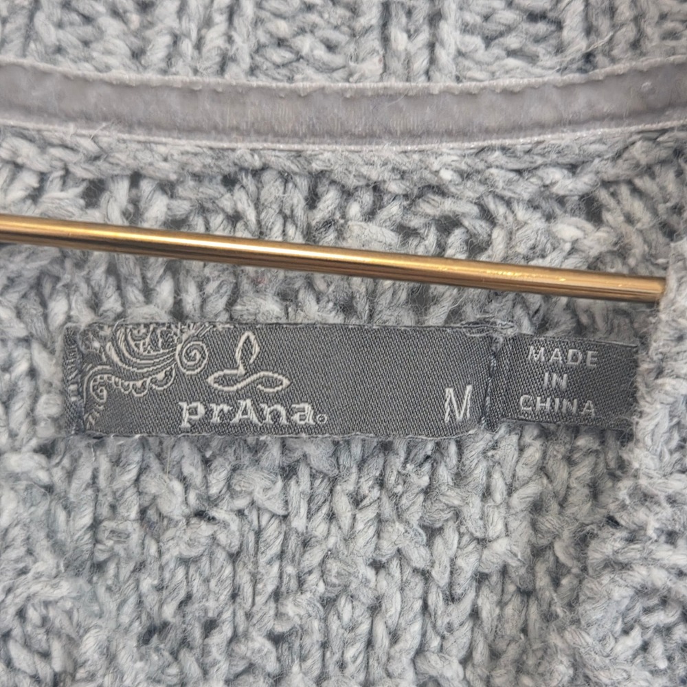 Prana Womens Grey Organic Cotton Blend‎ Textured Raglan Knit Sweater Size M - Picture 3 of 9